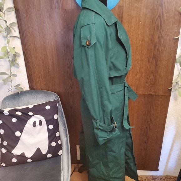 Club 5.4 Vintage Green Petite Trench Coat - Picture 3 of 16